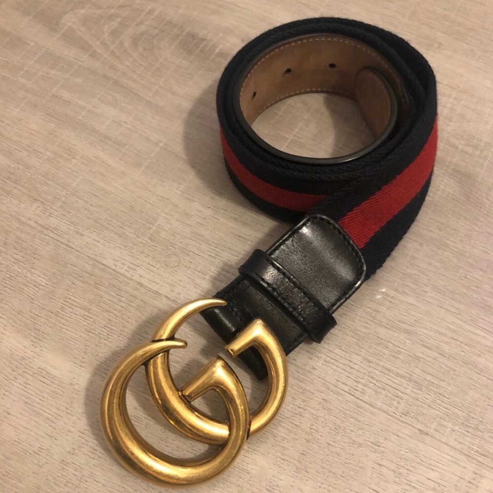GUCCI web belt with double G buckle